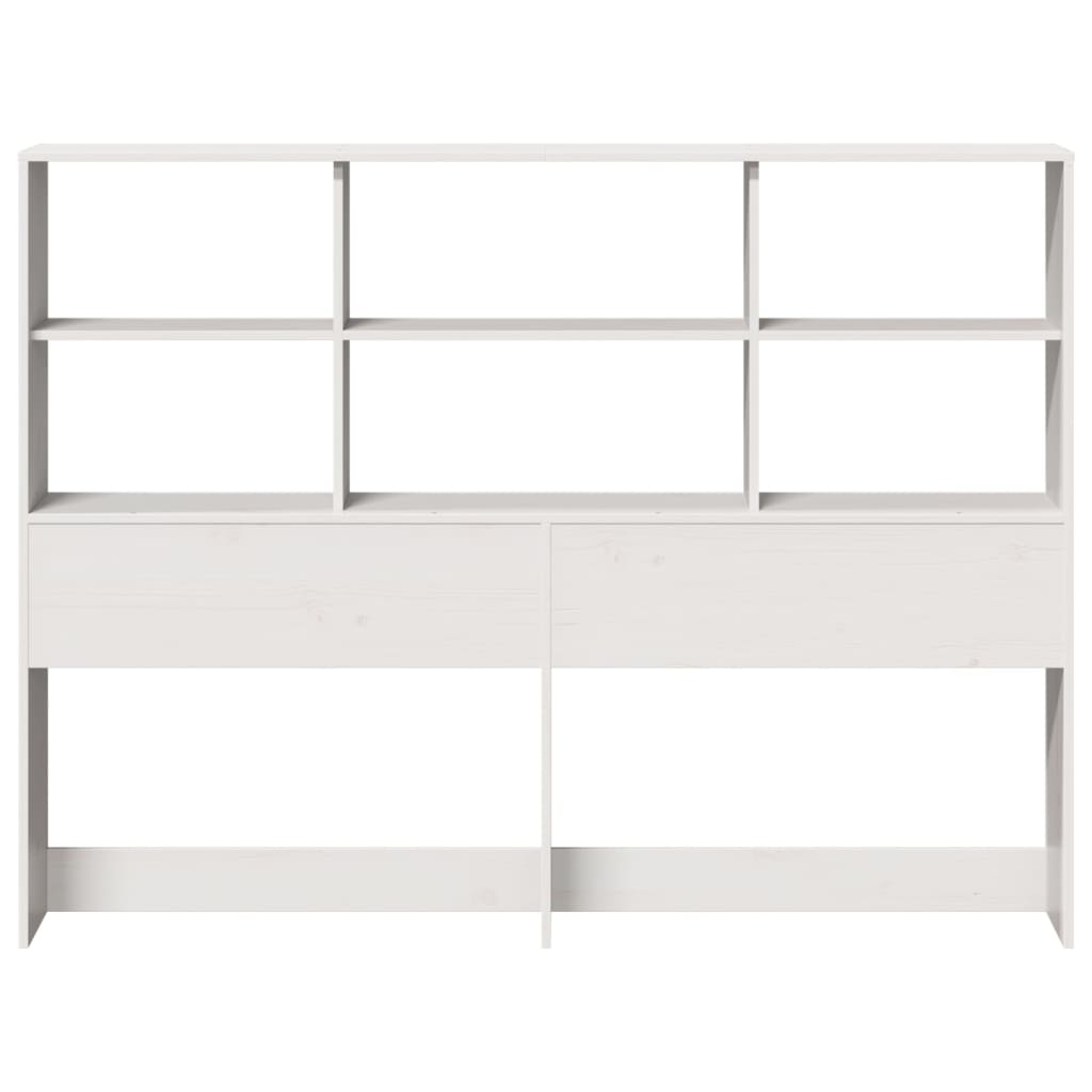 Solid Pine Headboard with Storage, White, 140 cm