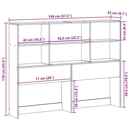 Solid Pine Headboard with Storage, White, 140 cm