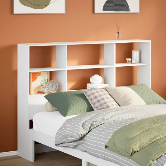 Solid Pine Headboard with Storage, White, 140 cm
