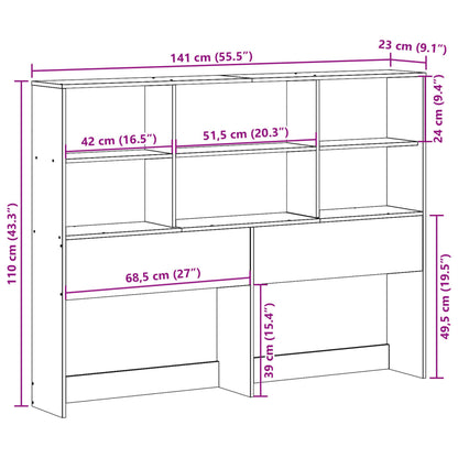 Solid Pine Headboard with Storage, 135 cm, Durable and Stylish