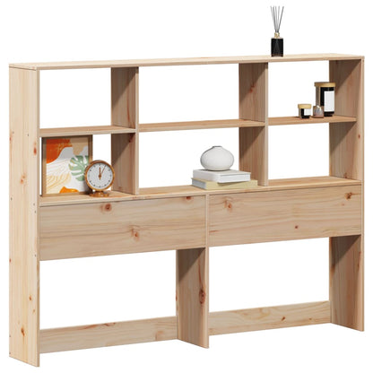 Solid Pine Wood Headboard with Storage, 120 cm - Natural Finish