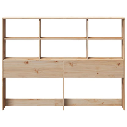 Solid Pine Wood Headboard with Storage, 120 cm - Natural Finish