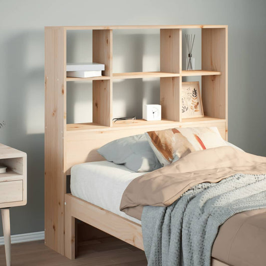 Solid Pine Headboard with Storage, 90 cm, Natural Wood Finish
