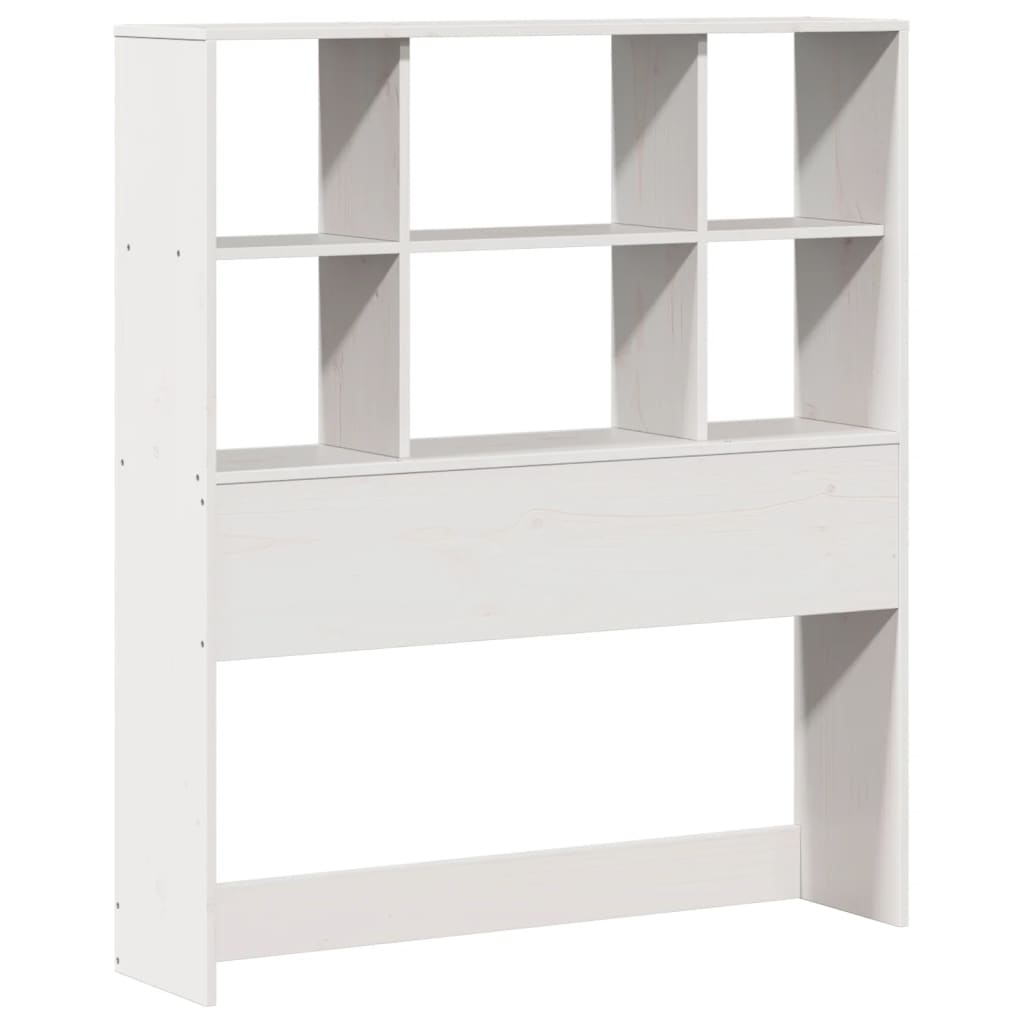 White Solid Wood Pine Headboard with Storage, 90 cm