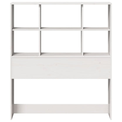 White Solid Wood Pine Headboard with Storage, 90 cm