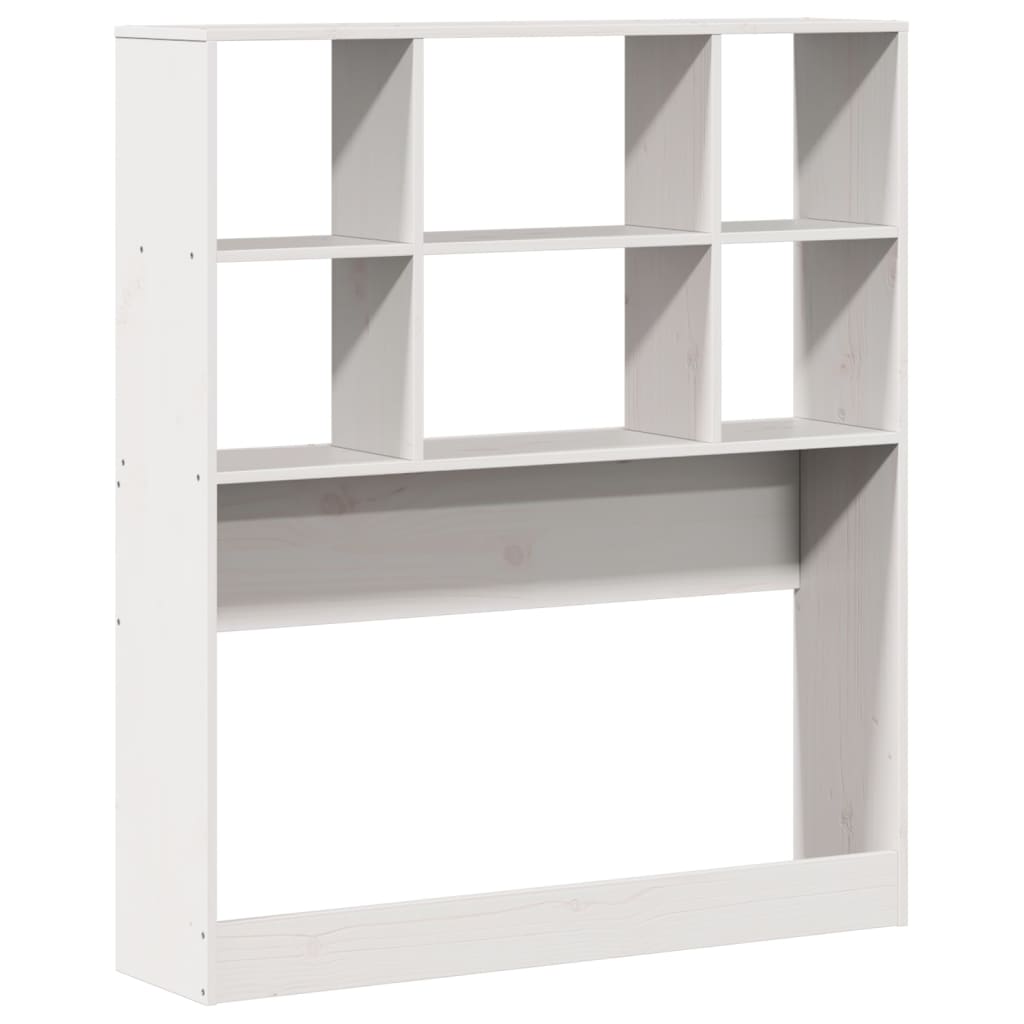 White Solid Wood Pine Headboard with Storage, 90 cm