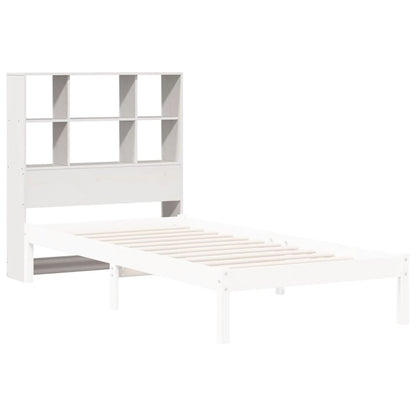 White Solid Wood Pine Headboard with Storage, 90 cm