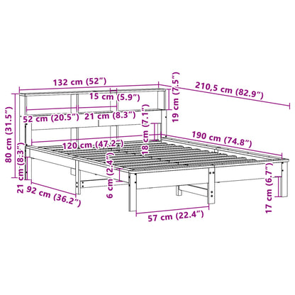 Bookcase Bed without Mattress 120x190 cm Small Double Solid Wood Pine
