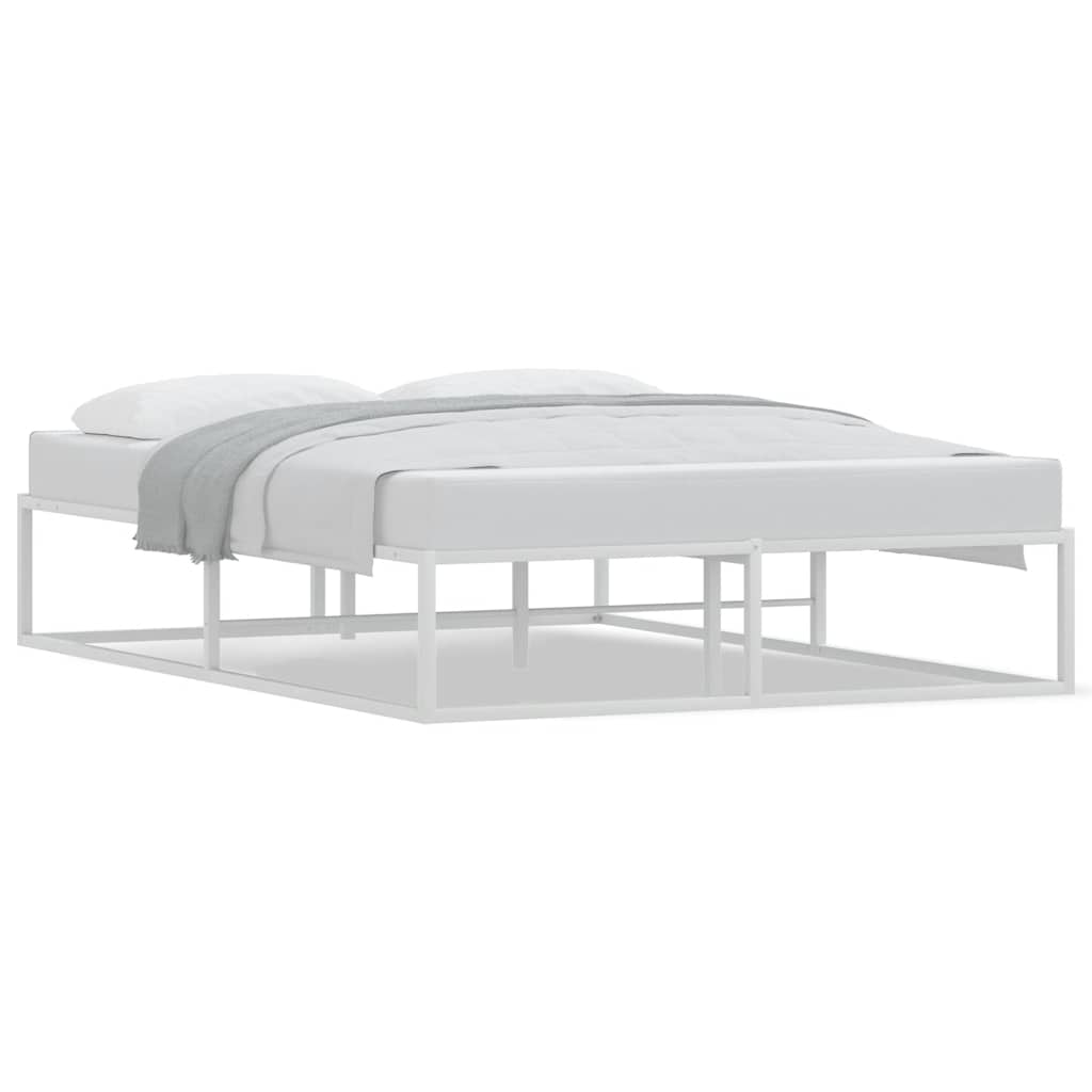 White Metal Bed Frame 140x200 cm - Sturdy & Modern Design