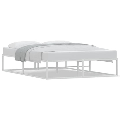 White Metal Bed Frame 140x200 cm - Sturdy & Modern Design