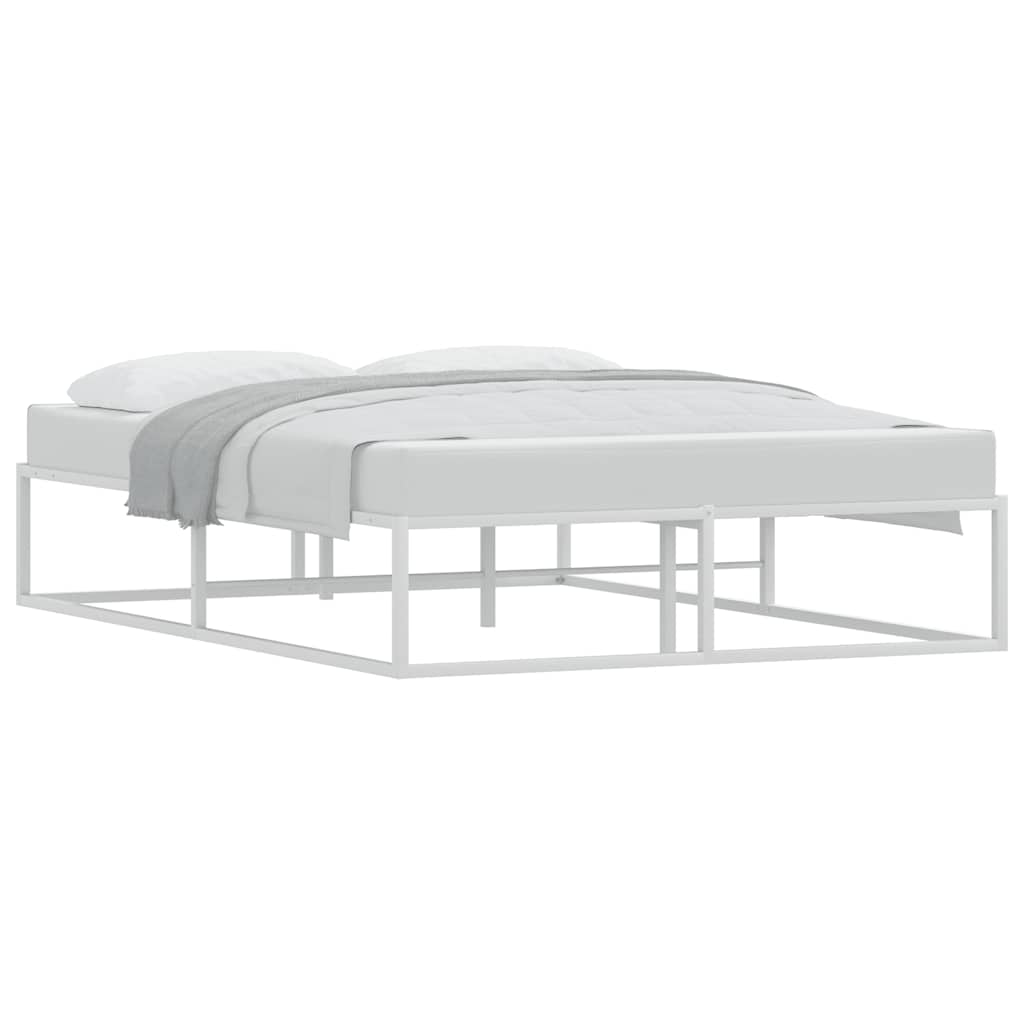 White Metal Bed Frame 140x200 cm - Sturdy & Modern Design