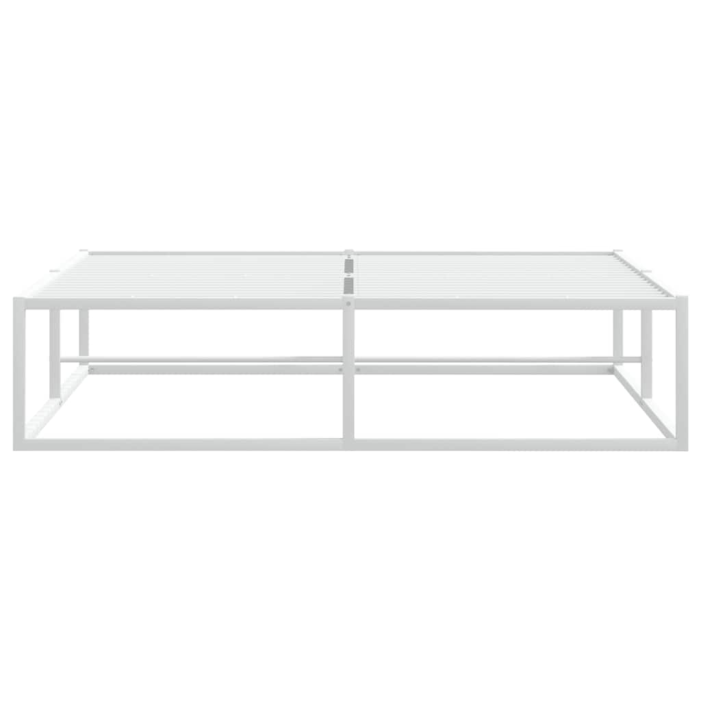 White Metal Bed Frame 140x200 cm - Sturdy & Modern Design