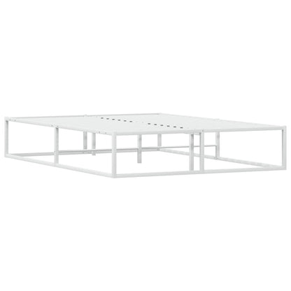 White Metal Bed Frame 140x200 cm - Sturdy & Modern Design