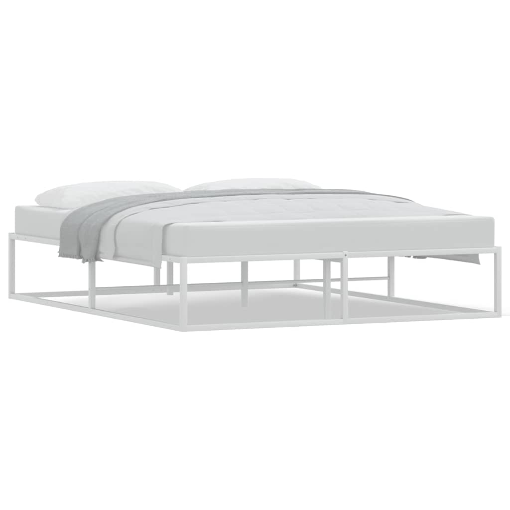 White Metal Bed Frame 160x200 cm - Modern & Durable Design