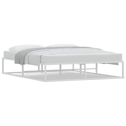 White Metal Bed Frame 160x200 cm - Modern & Durable Design