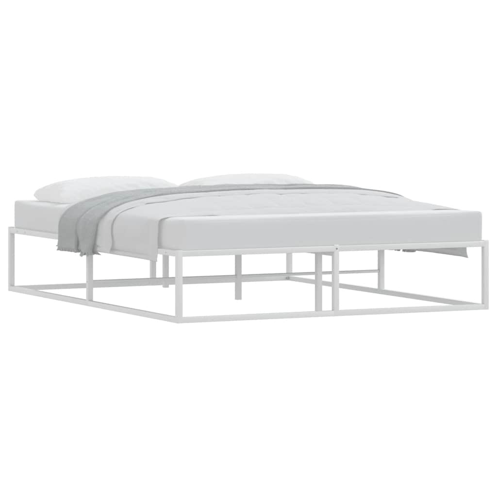 White Metal Bed Frame 160x200 cm - Modern & Durable Design