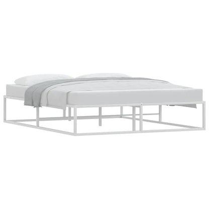 White Metal Bed Frame 160x200 cm - Modern & Durable Design