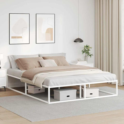 White Metal Bed Frame 160x200 cm - Modern & Durable Design