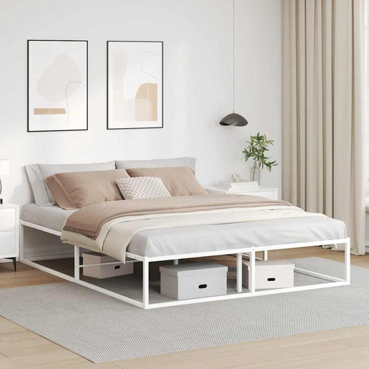 White Metal Bed Frame 160x200 cm - Modern & Durable Design