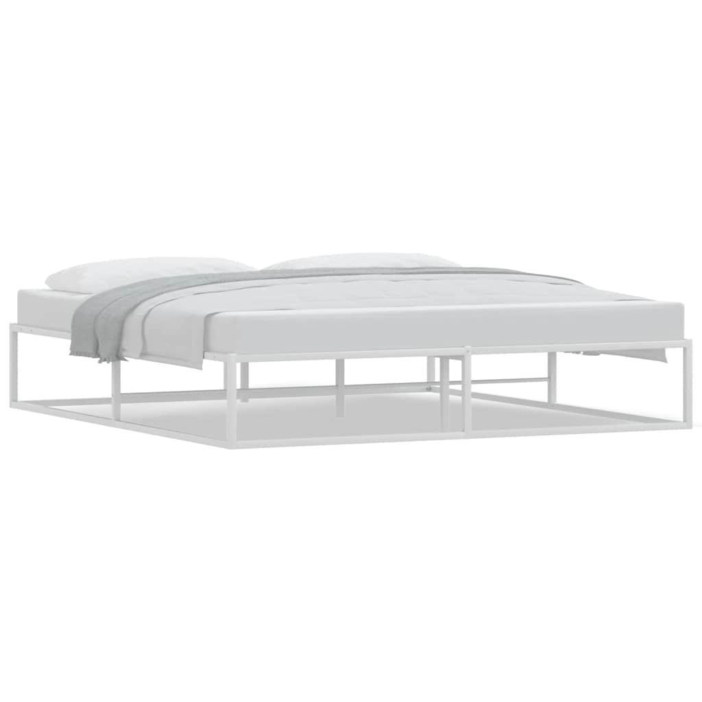 White Metal Super King Bed Frame 180x200 cm - No Mattress Included