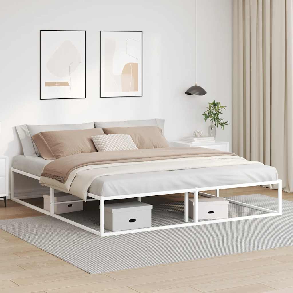 White Metal Super King Bed Frame 180x200 cm - No Mattress Included