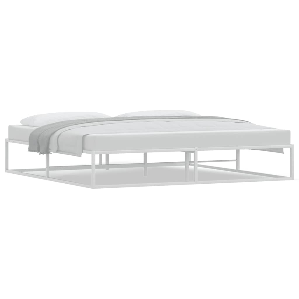 White Metal Bed Frame 200x200 cm - Sturdy and Stylish Design