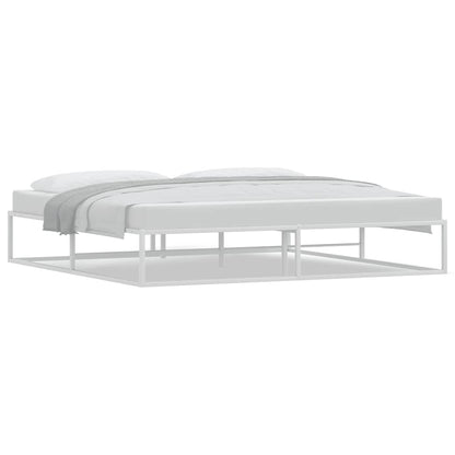 White Metal Bed Frame 200x200 cm - Sturdy and Stylish Design