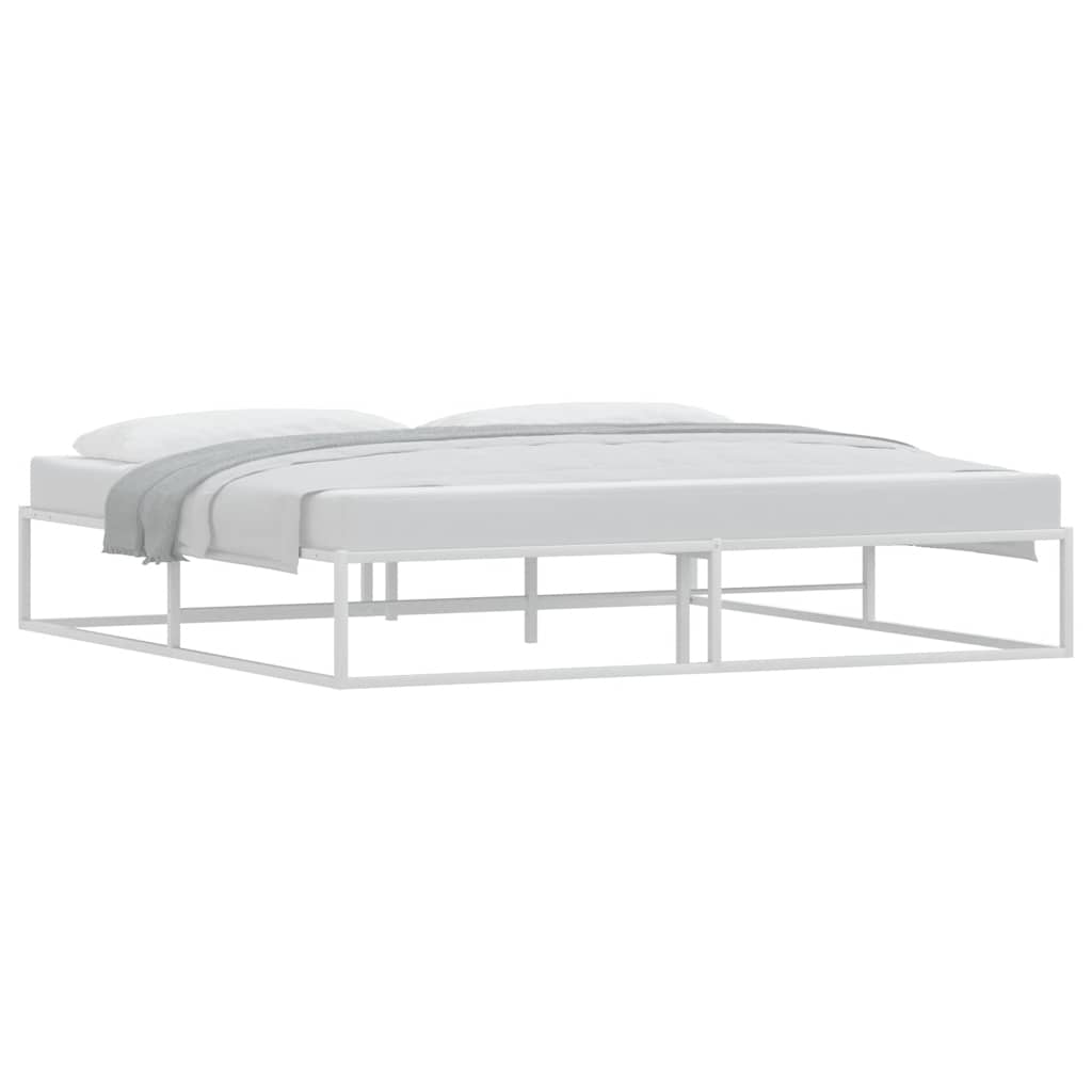 White Metal Bed Frame 200x200 cm - Sturdy and Stylish Design