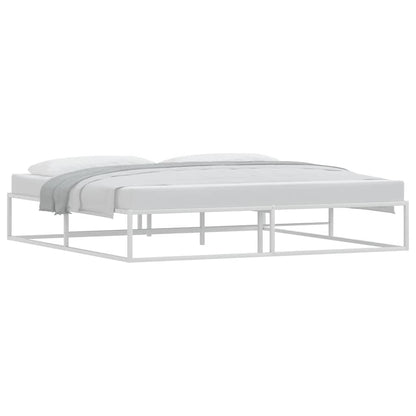 White Metal Bed Frame 200x200 cm - Sturdy and Stylish Design