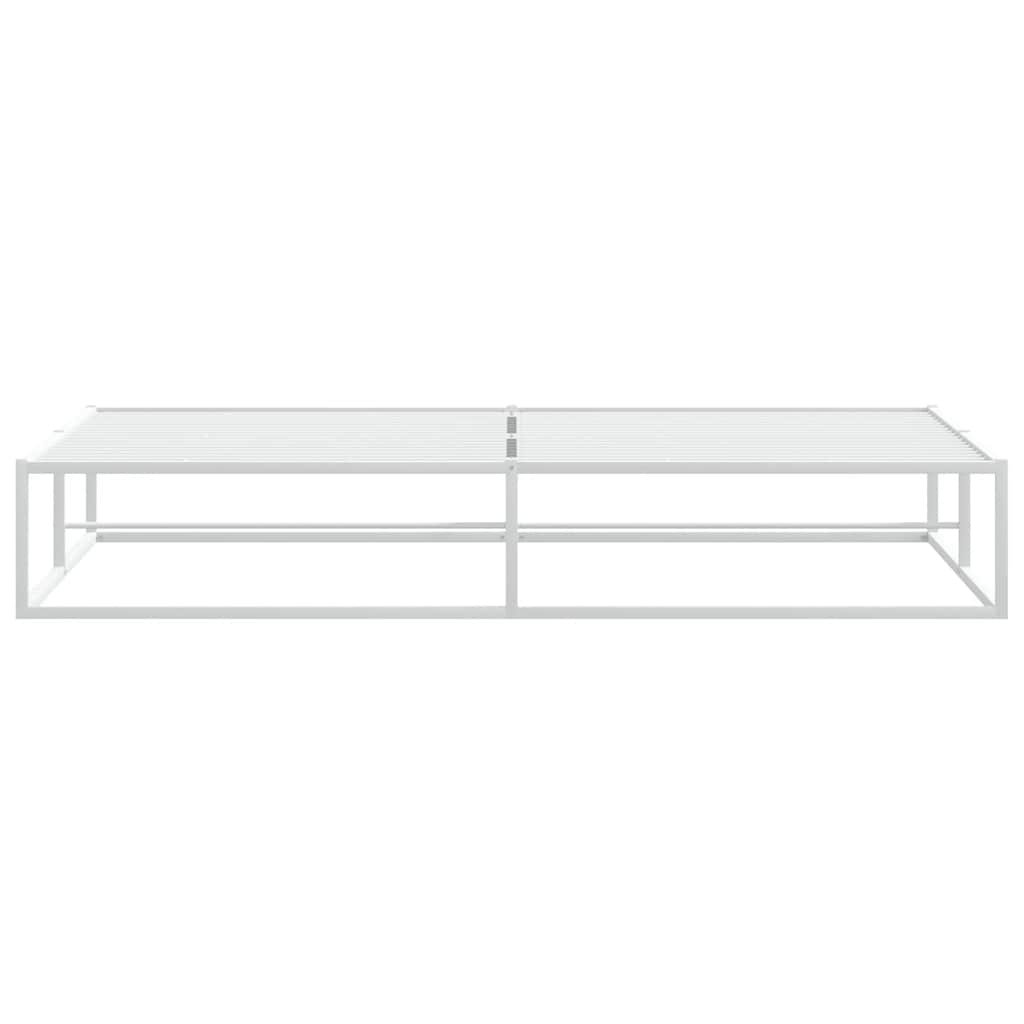 White Metal Bed Frame 200x200 cm - Sturdy and Stylish Design