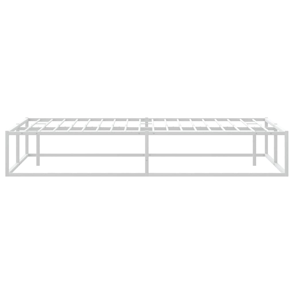 White Metal Bed Frame 200x200 cm - Sturdy and Stylish Design