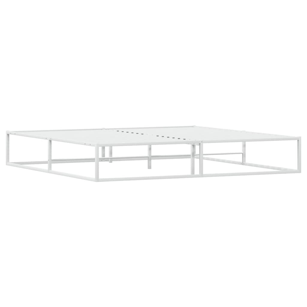 White Metal Bed Frame 200x200 cm - Sturdy and Stylish Design