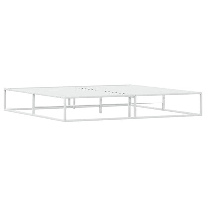 White Metal Bed Frame 200x200 cm - Sturdy and Stylish Design
