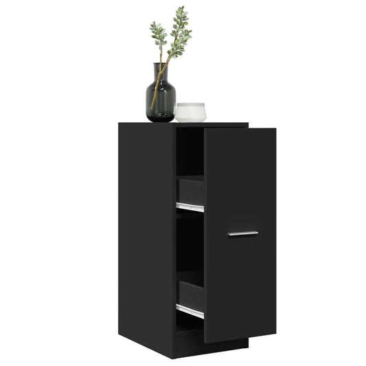 Sleek Black Apothecary Cabinet - 30x41x77.5cm, Engineered Wood