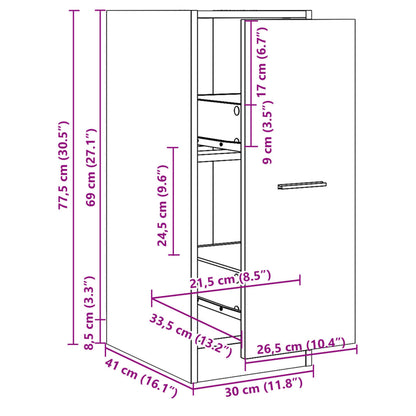 Grey Sonoma Apothecary Cabinet, 30x41x77.5 cm, Engineered Wood