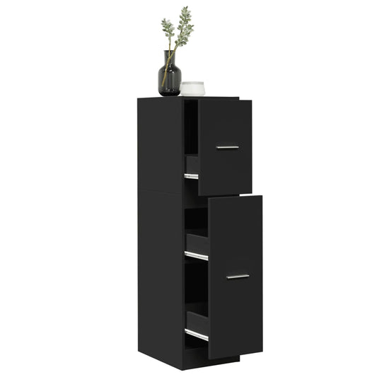 Black Engineered Wood Apothecary Cabinet - 30x41x118 cm