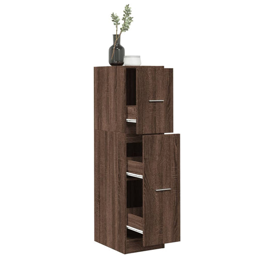 Brown Oak Apothecary Cabinet - 30x41x118 cm Engineered Wood