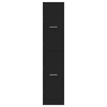 Sleek Black Apothecary Cabinet - Engineered Wood, 30x41x144.5 cm