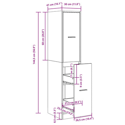 Concrete Grey Apothecary Cabinet, 30x41x144.5 cm, Engineered Wood