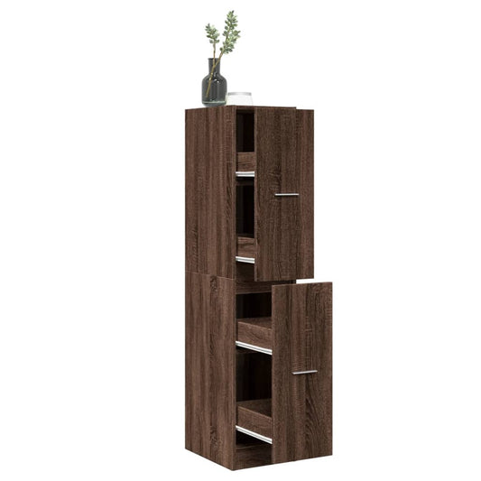 Brown Oak Apothecary Cabinet, Engineered Wood, 30x41x144.5 cm