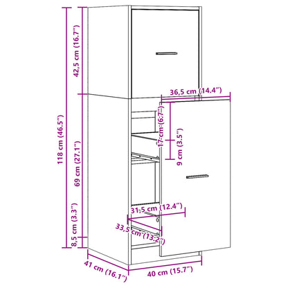 Artisan Oak Apothecary Cabinet - Engineered Wood, 40x41x118 cm