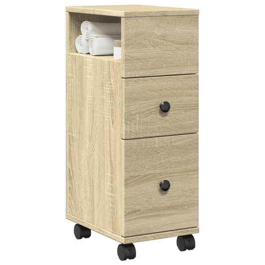 Mobile Sonoma Oak Narrow Bathroom Cabinet - Engineered Wood