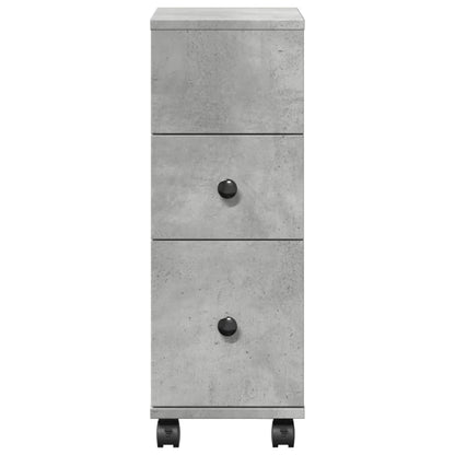 Concrete Grey Narrow Bathroom Cabinet with Wheels - Engineered Wood