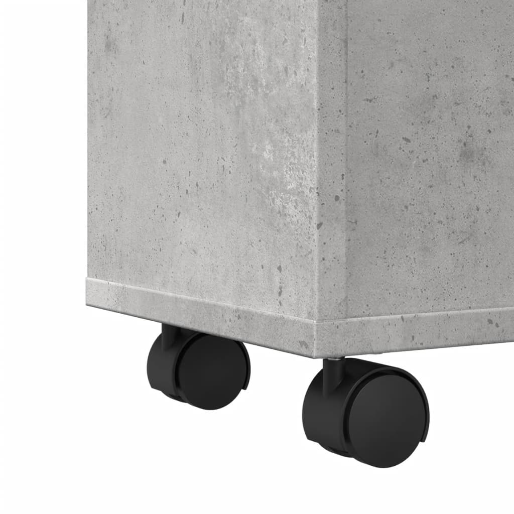 Concrete Grey Narrow Bathroom Cabinet with Wheels - Engineered Wood