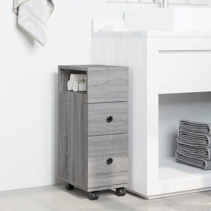 Mobile Grey Sonoma Narrow Bathroom Cabinet - Engineered Wood