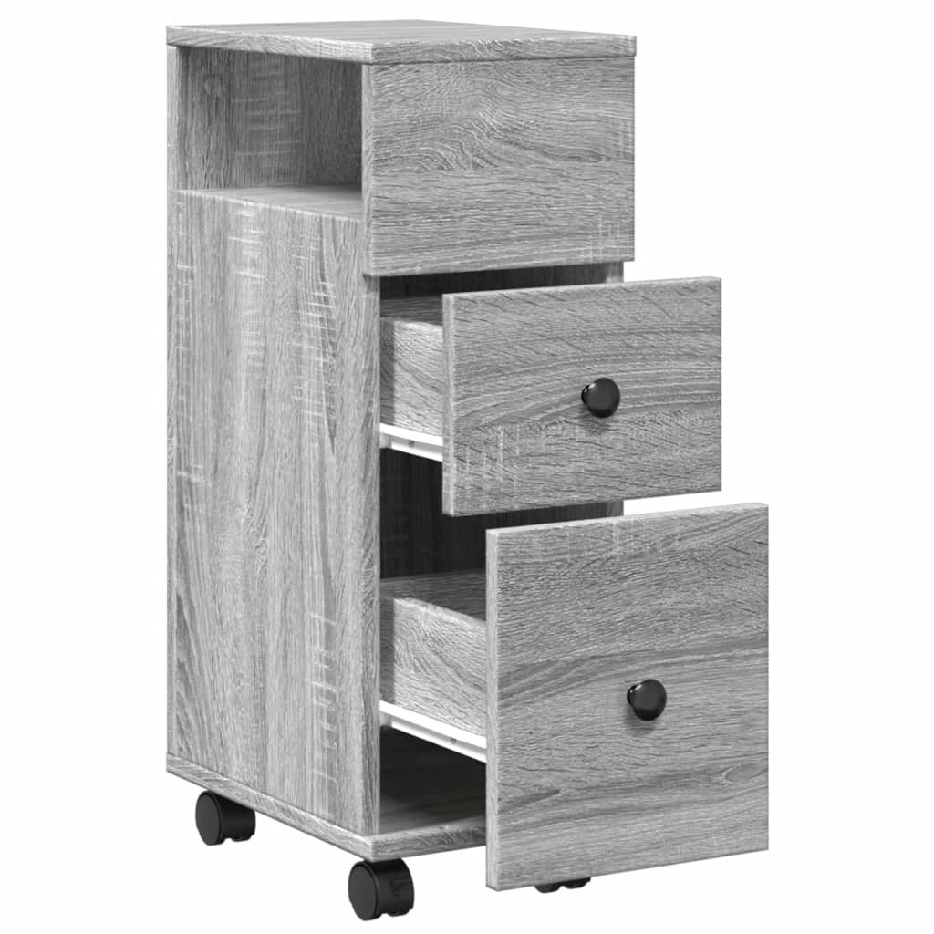 Mobile Grey Sonoma Narrow Bathroom Cabinet - Engineered Wood