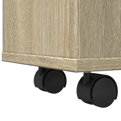 Narrow Sonoma Oak Bathroom Cabinet with Wheels - Engineered Wood