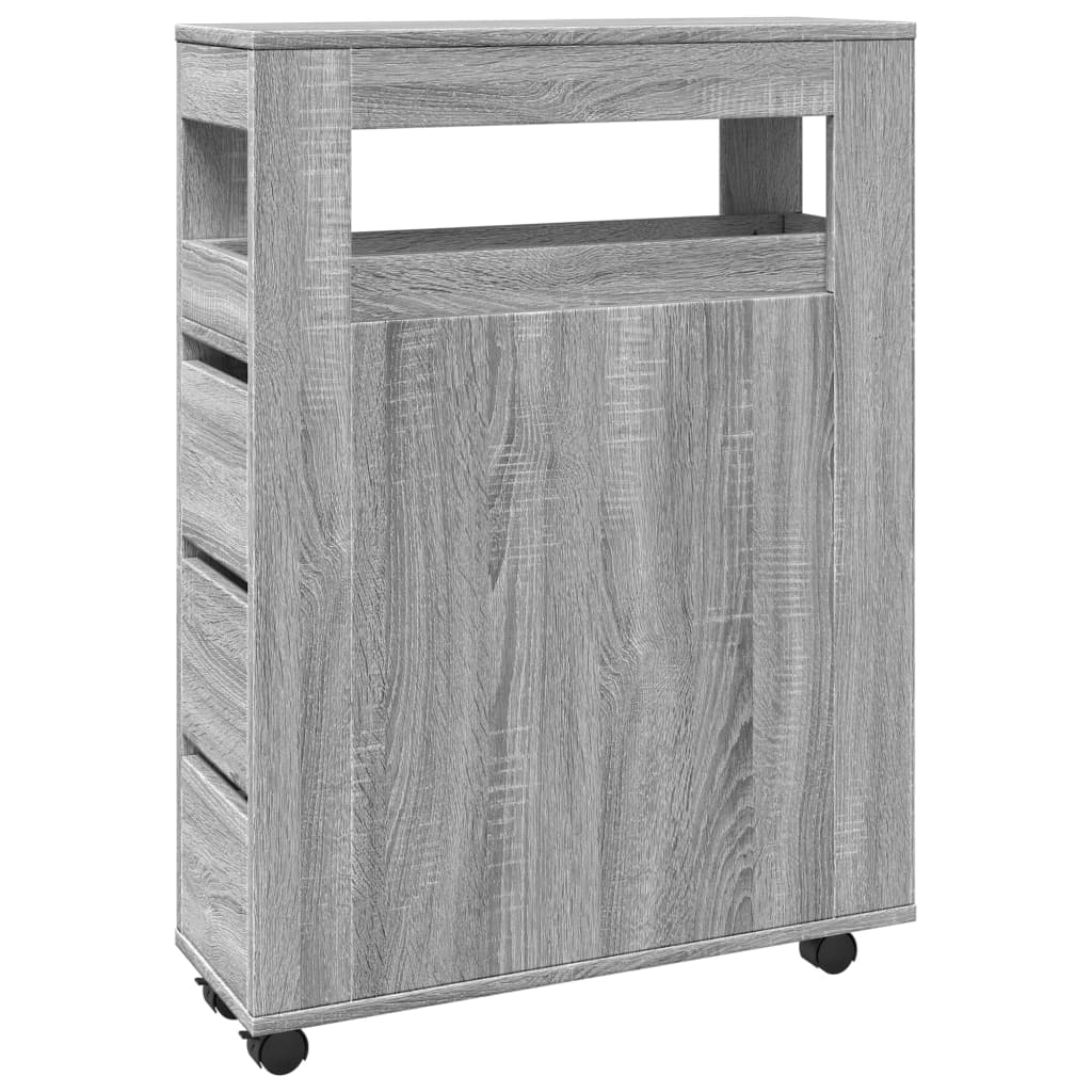 Mobile Grey Sonoma Narrow Bathroom Cabinet - Engineered Wood
