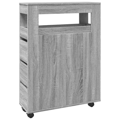 Mobile Grey Sonoma Narrow Bathroom Cabinet - Engineered Wood