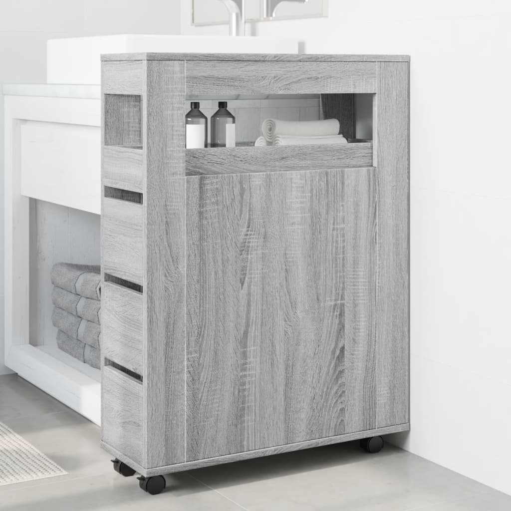 Mobile Grey Sonoma Narrow Bathroom Cabinet - Engineered Wood